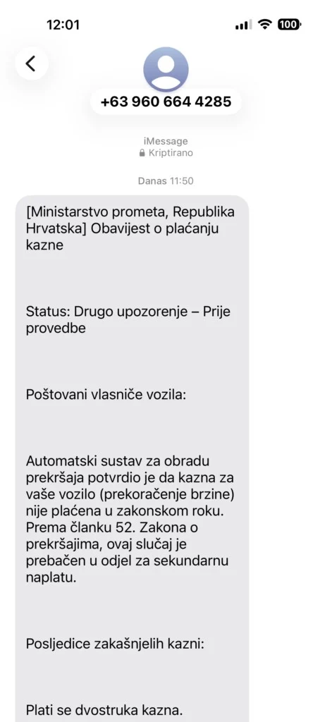 Putujete kroz Hrvatsku? Pazite se, širi se prevara: “Vozačima na mobitel dolaze ovakve poruke” Putujete kroz Hrvatsku? Pazite se, širi se prevara: “Vozačima na mobitel dolaze ovakve poruke”
